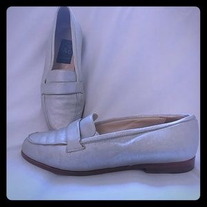 Joan & David matte silver loafers